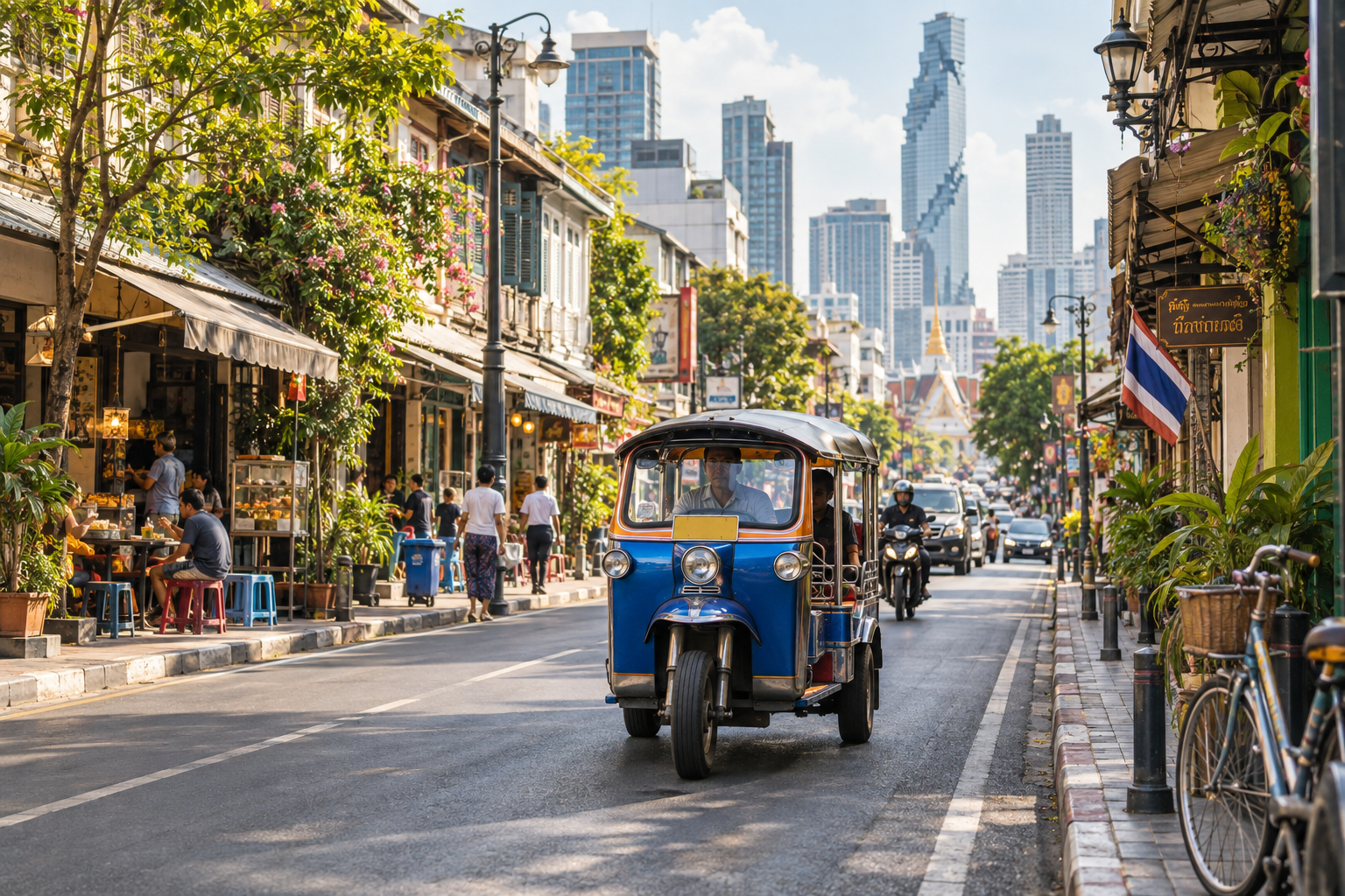 A tuk-tuk on a Bangkok street