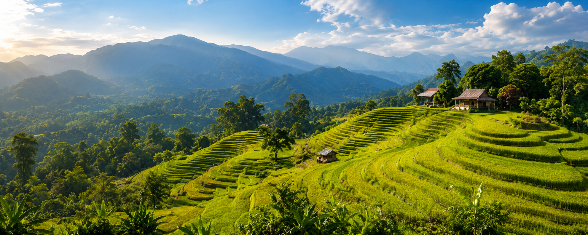 Mountain landscape and rice terraces in northern Thailand